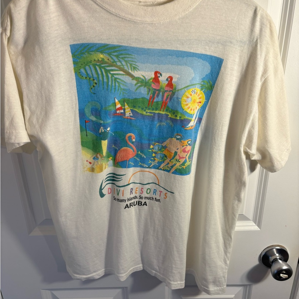 Vintage 90s Divi Resorts Aruba T-Shirt Nature Print Kids XL 90s vacation